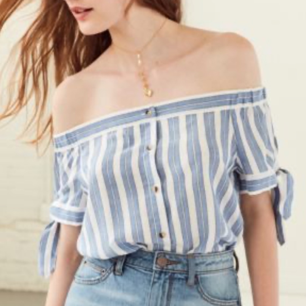 UO Off the Shoulder Button Front Top